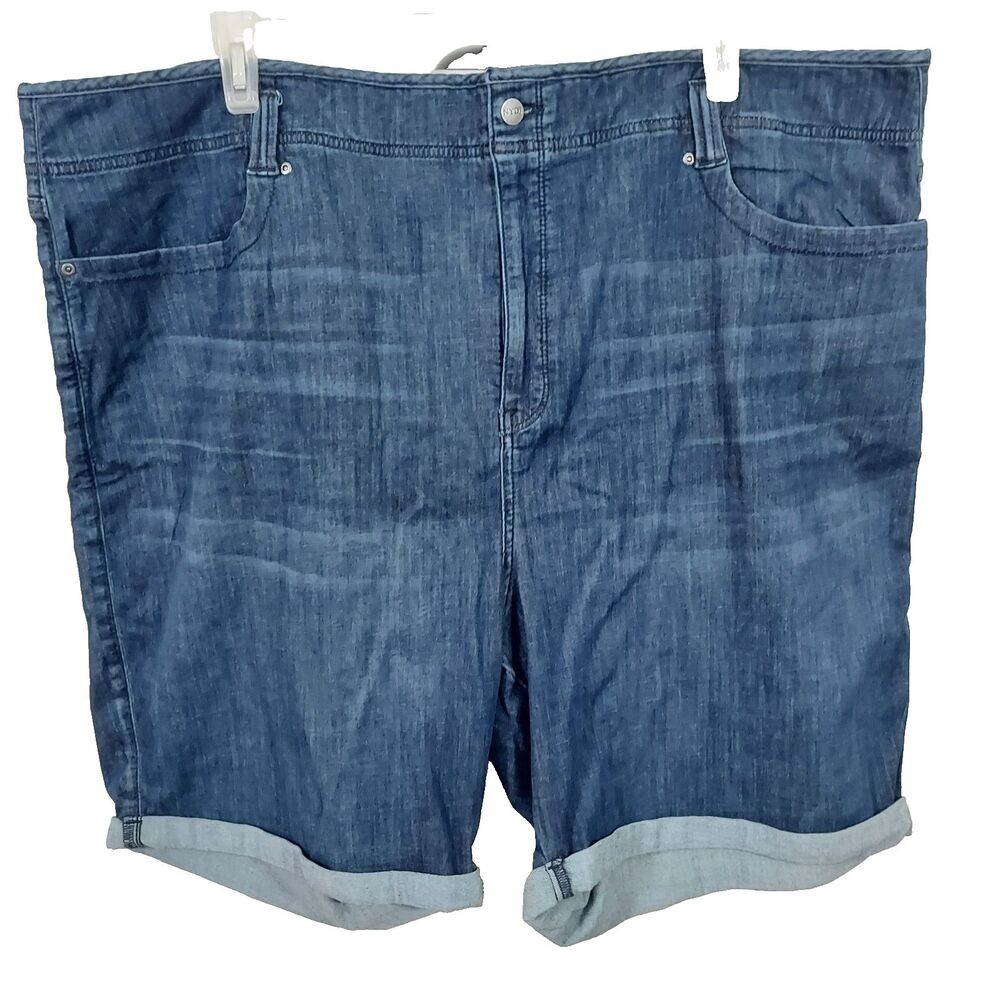 NYDJ Women's Plus Size 28W Ella Roll Cuff Jean Shorts Lift Tuck Stretch NWT